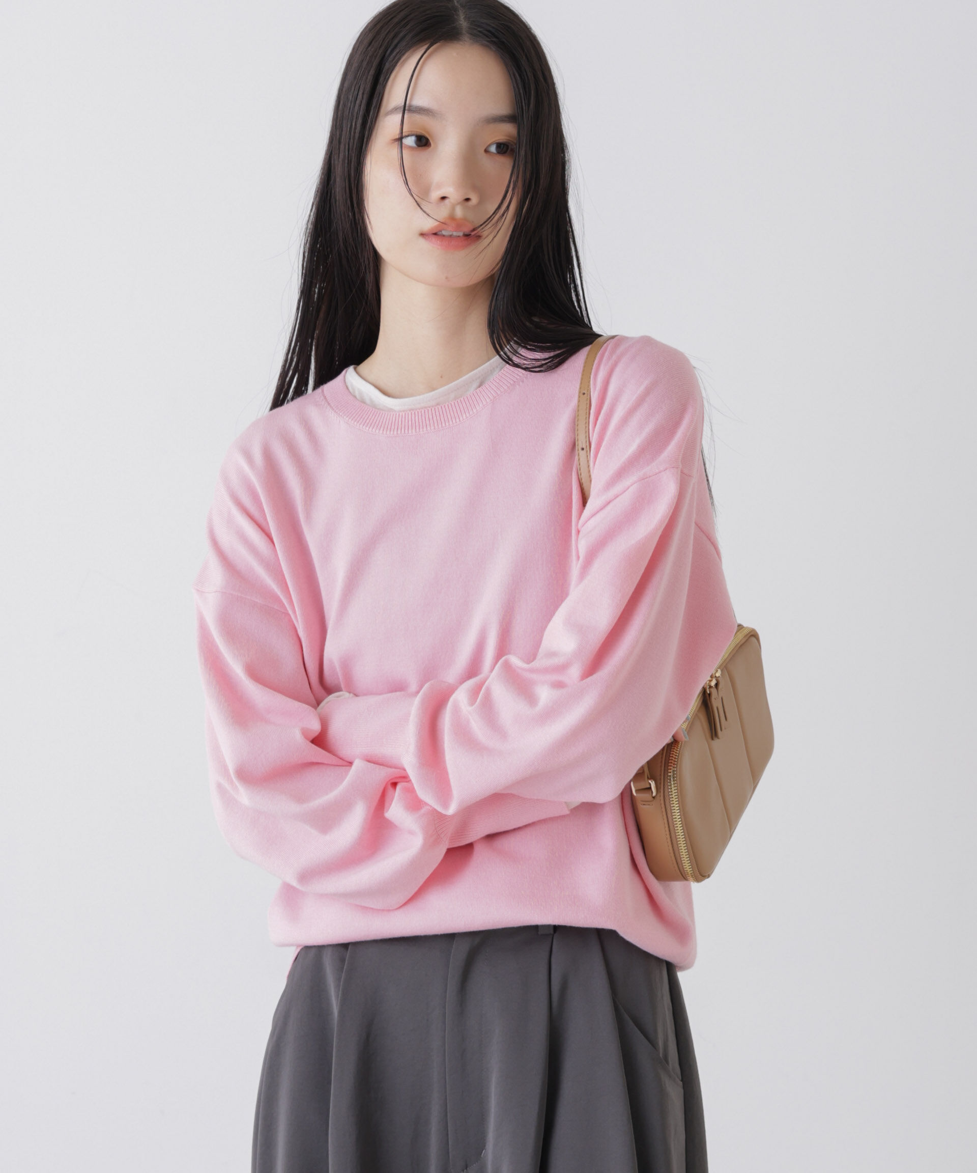 nano･universe「洗濯機洗可バンブーレーヨンニット ワイドクルーネックプルオーバー」|ニット・セーター|