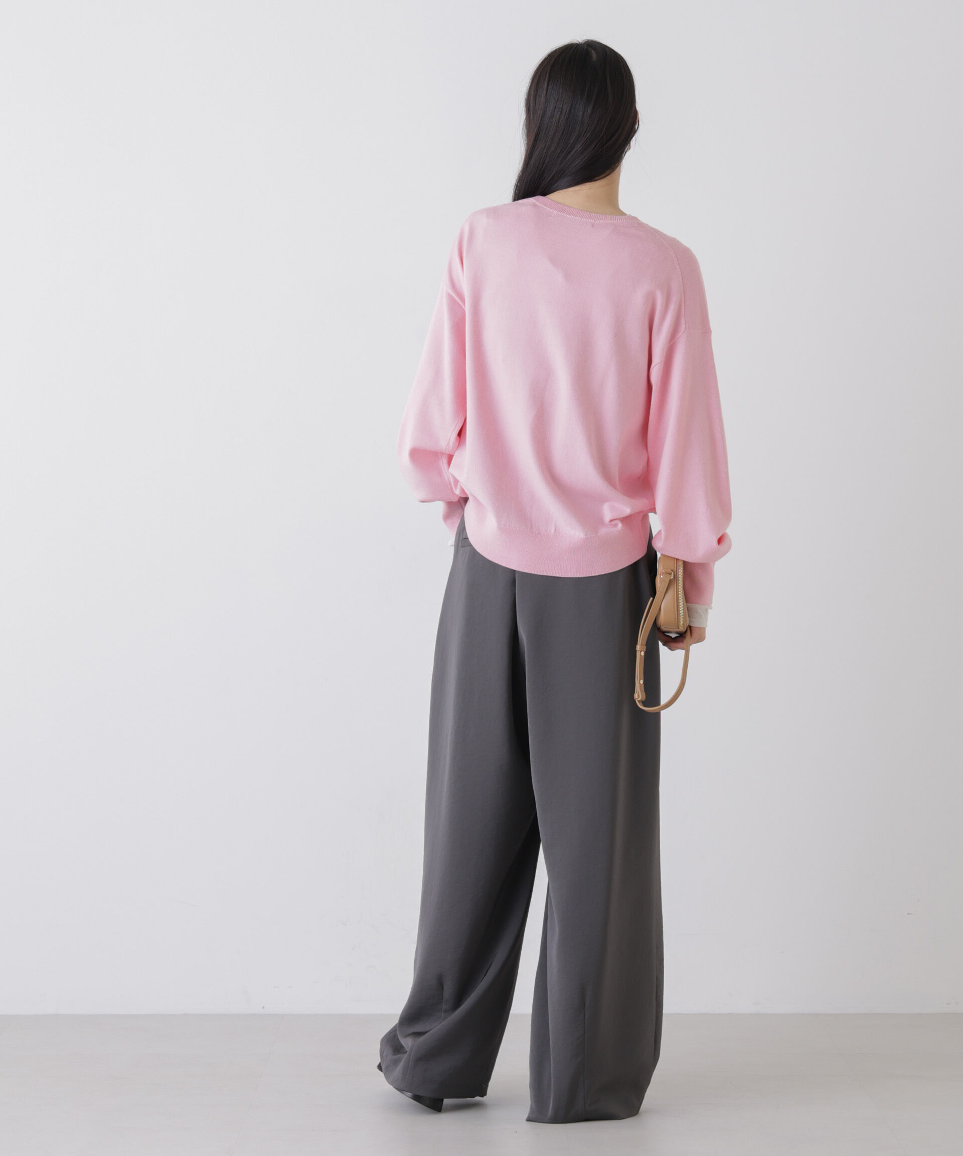 nano･universe「洗濯機洗可バンブーレーヨンニット ワイドクルーネックプルオーバー」|ニット・セーター|