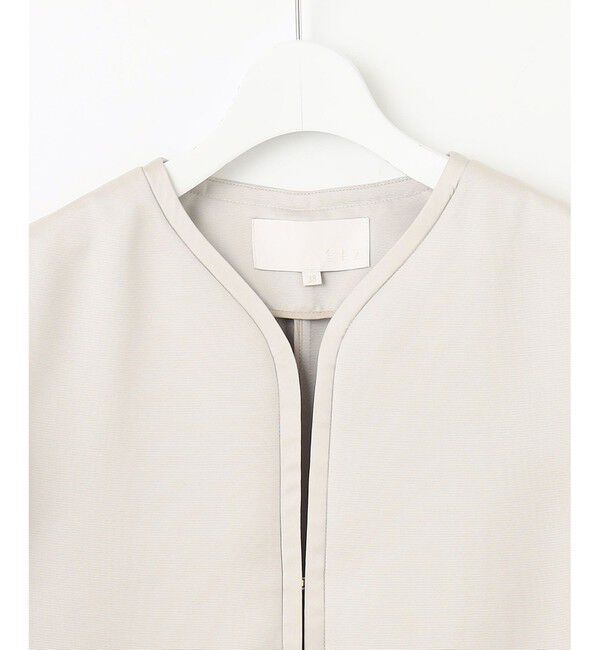 自由区「【洗える】グログランパフスリーブ ジャケット」|ノーカラージャケット|