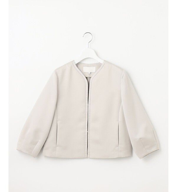 自由区「【洗える】グログランパフスリーブ ジャケット」|ノーカラージャケット|