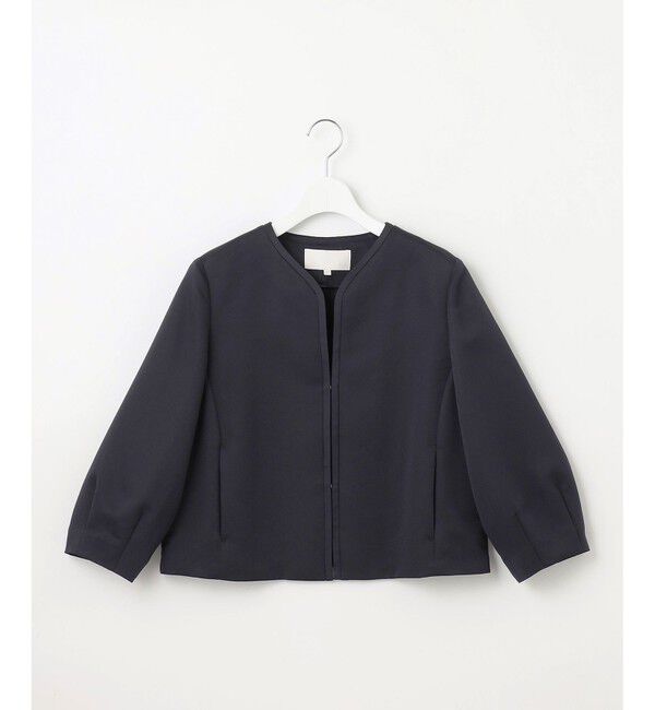 自由区「【洗える】グログランパフスリーブ ジャケット」|ノーカラージャケット|