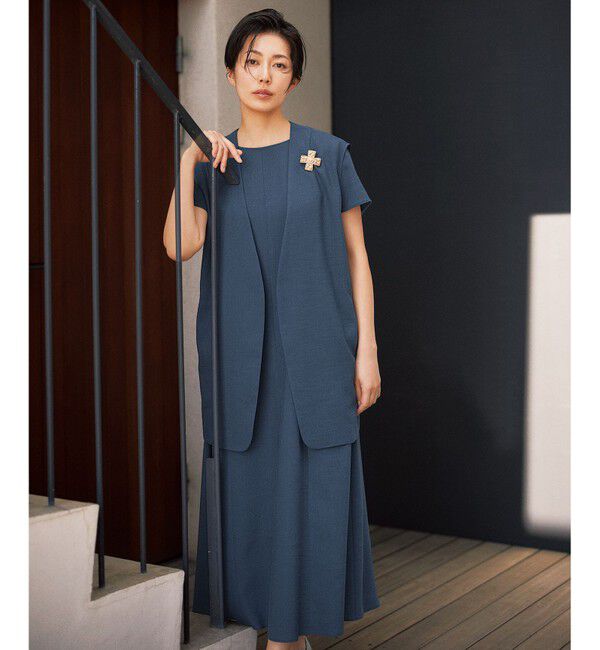 自由区「【カタログ掲載・接触冷感・UVカット・洗える】リネンミックスツィル ジレ」|ベスト・ジレ|