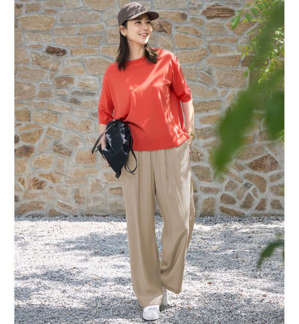 自由区「【接触冷感・UVカット】クレープストレッチプルオーバー ニットⅡ」|ニット・セーター|