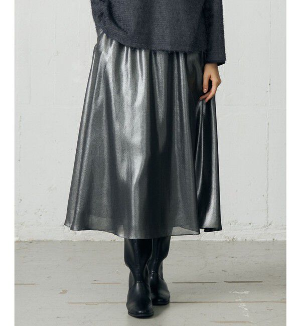 自由区「【カタログ掲載】シャイニーギャザー スカート」|スカート|ブラック