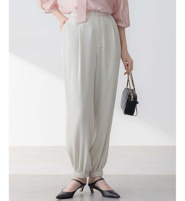 23区「【防シワ性/吸水速乾】ジョーゼットサテン ジョグパンツ」|その他|ベージュ系