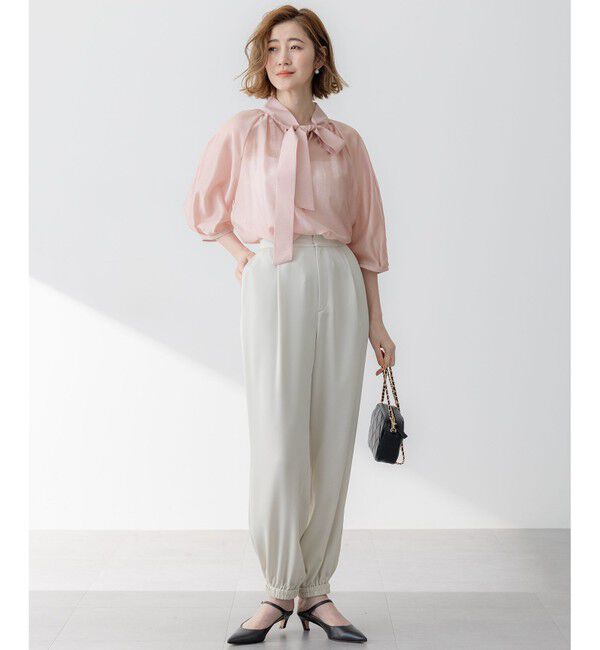 23区「【防シワ性/吸水速乾】ジョーゼットサテン ジョグパンツ」|その他|