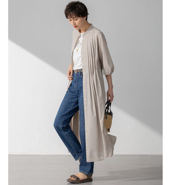 23区「【洗える】ラスターローン フロントタック ワンピース」|ワンピース|