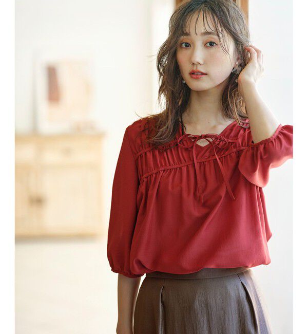 any SiS「【洗える】 ギャザーテント ブラウス」|シャツ・ブラウス|レンガ