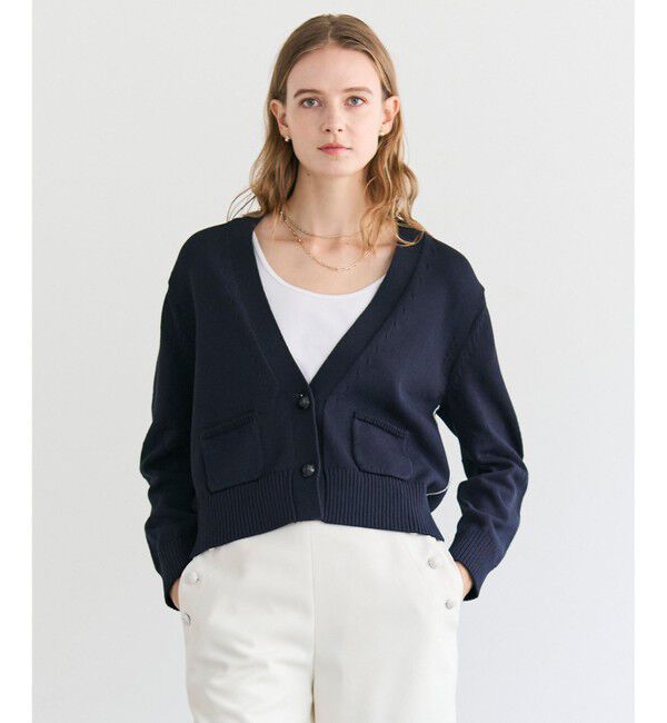BEIGE,「HELIODOR / マリンボタンクロップドカーディガン」|ニット・セーター|Navy