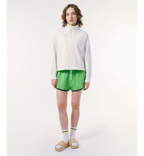 LACOSTE「接触冷感 吸水速乾 COOL MAX クールマックス クロップド ハーフジップスウェット トレーナー」|スウェット・ジャージ|