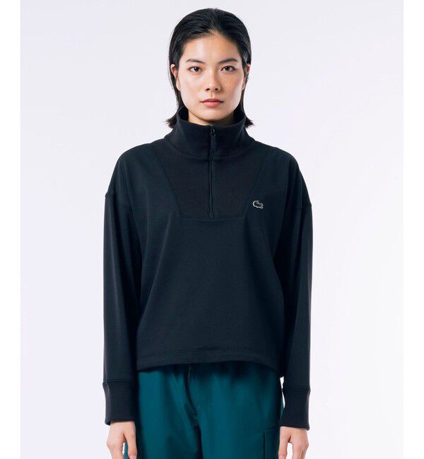 LACOSTE「接触冷感 吸水速乾 COOL MAX クールマックス クロップド ハーフジップスウェット トレーナー」|スウェット・ジャージ|