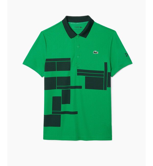 LACOSTE「UPF50＋ UVカット 『ノバク・ジョコビッチ』コートプリントウルトラドライ 半袖ポロシャツ」|ポロシャツ|