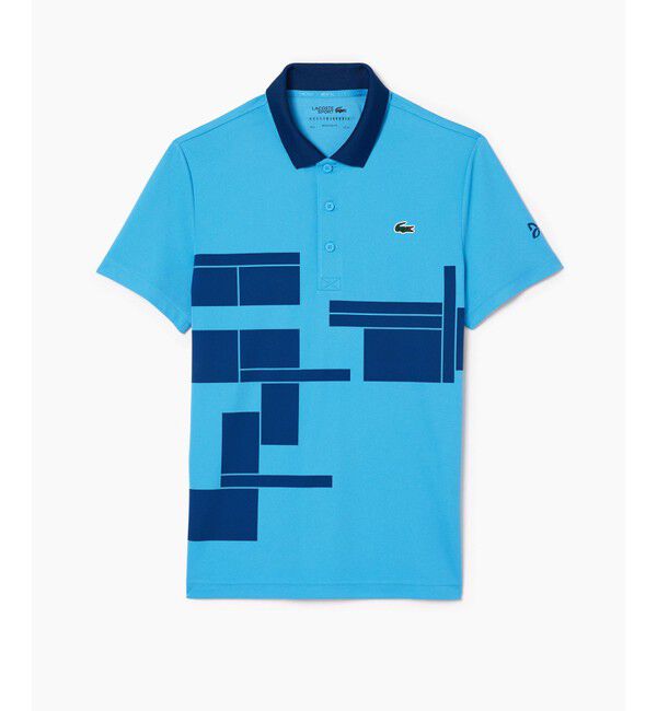 LACOSTE「UPF50＋ UVカット 『ノバク・ジョコビッチ』コートプリントウルトラドライ 半袖ポロシャツ」|ポロシャツ|