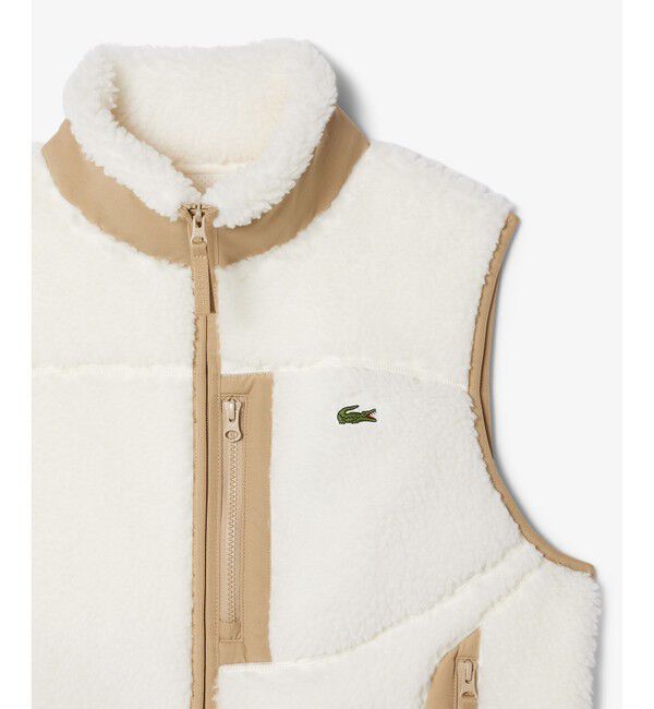 LACOSTE「スタンドカラー パイピング シェルパフリースベスト」|ベスト・ジレ|