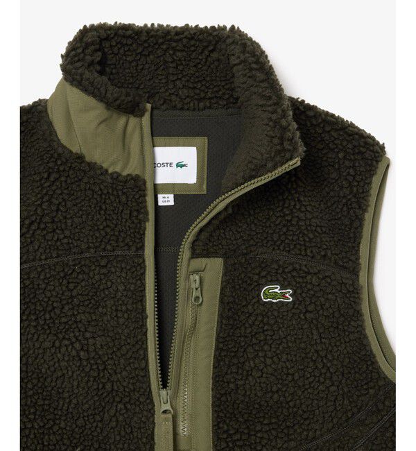 LACOSTE「スタンドカラー パイピング シェルパフリースベスト」|ベスト・ジレ|