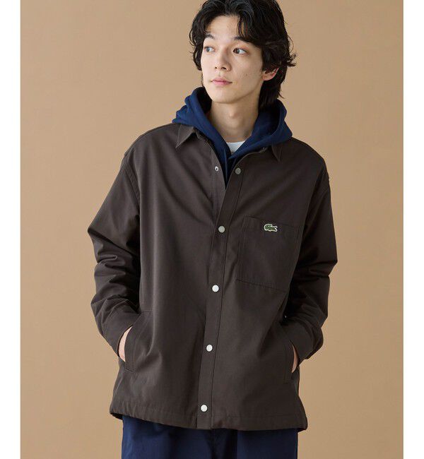 LACOSTE「防風 撥水 裾ドロストコード シャツジャケット」|シャツ・ブラウス|ダークブラウン