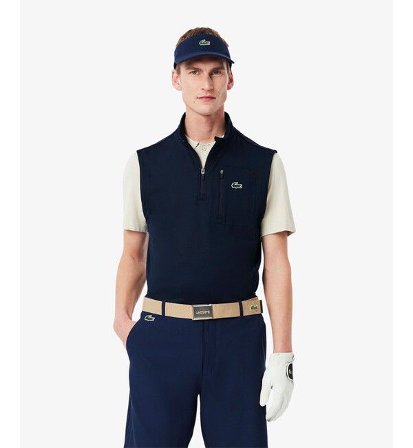 LACOSTE「ウルトラドライハーフジップゴルフベスト」|ベスト・ジレ|ネイビー
