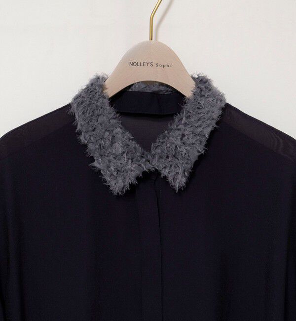 NOLLEY'S sophi「チュール襟付オーガンジーフレアシャツブラウス」|シャツ・ブラウス|