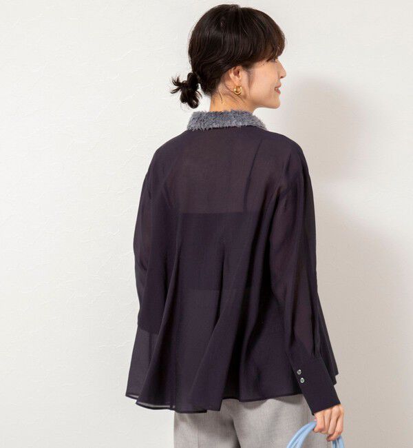 NOLLEY'S sophi「チュール襟付オーガンジーフレアシャツブラウス」|シャツ・ブラウス|