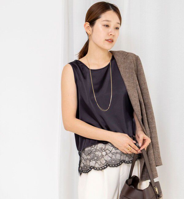 NOLLEY'S「ウォッシャブル裾レースオトナサテンタンク」|タンクトップ|