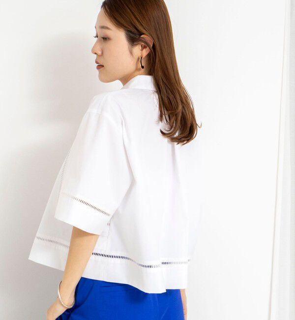 NOLLEY'S「ウォッシャブルはしごレース半袖ショートシャツ」|シャツ・ブラウス|
