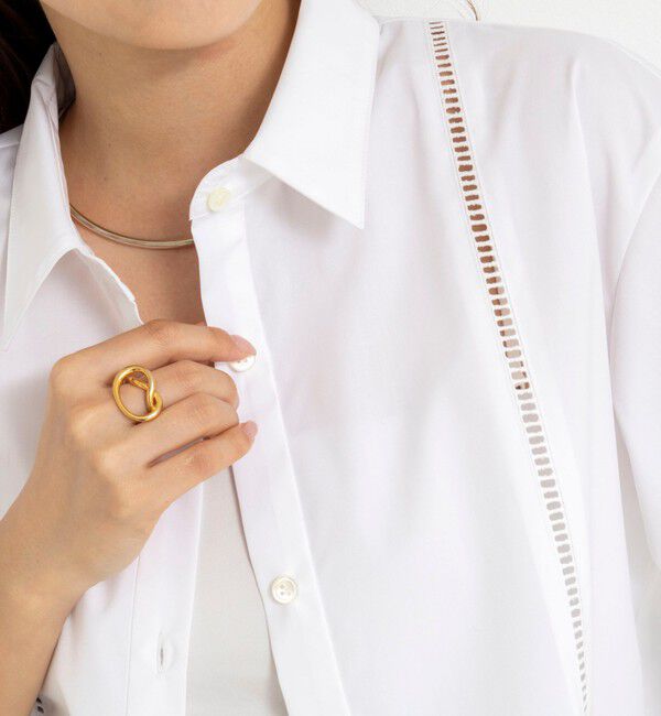 NOLLEY'S「ウォッシャブルはしごレース半袖ショートシャツ」|シャツ・ブラウス|