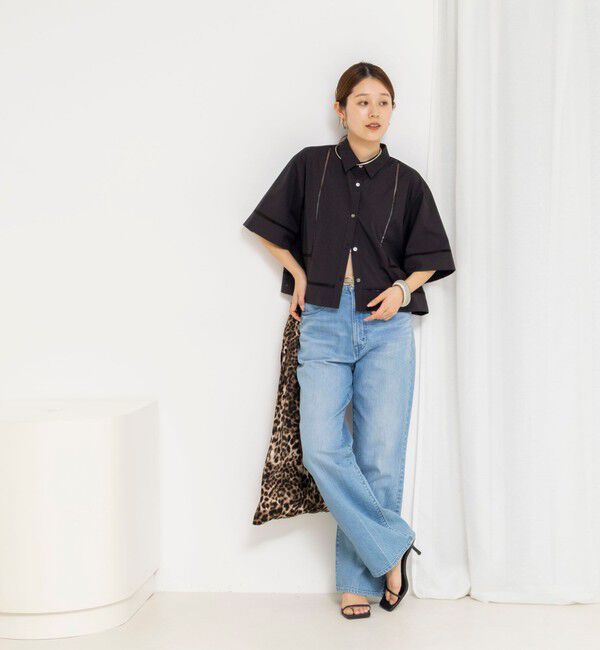 NOLLEY'S「ウォッシャブルはしごレース半袖ショートシャツ」|シャツ・ブラウス|