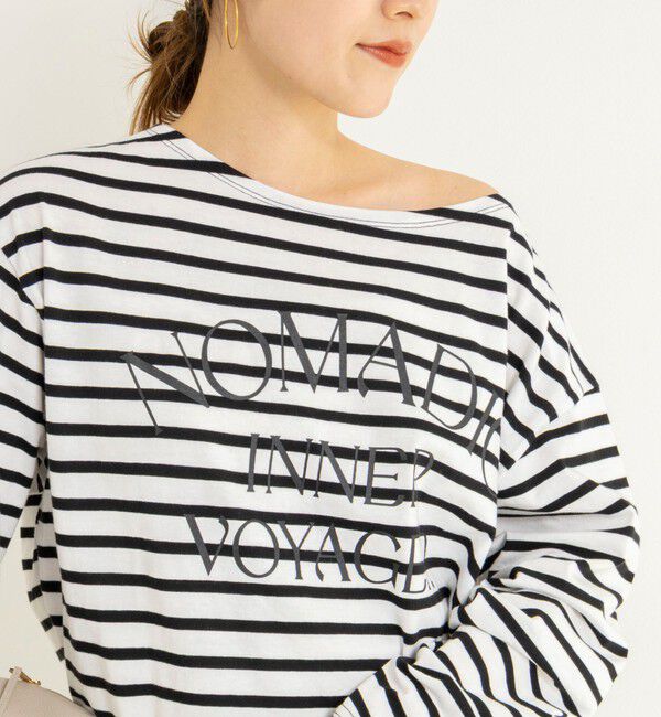 NOLLEY'S「【WEB限定】ウォッシャブルボーダープリントロンTee」|Tシャツ・カットソー|ホワイト系4