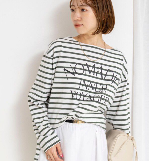 NOLLEY'S「【WEB限定】ウォッシャブルボーダープリントロンTee」|Tシャツ・カットソー|