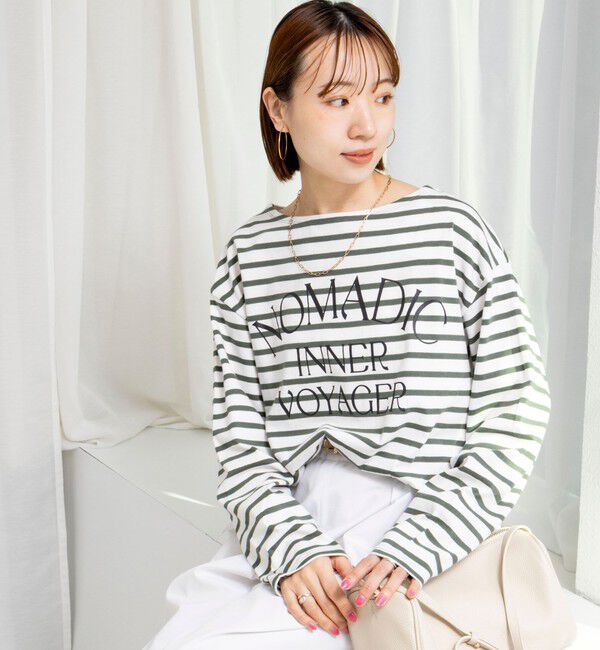 NOLLEY'S「【WEB限定】ウォッシャブルボーダープリントロンTee」|Tシャツ・カットソー|