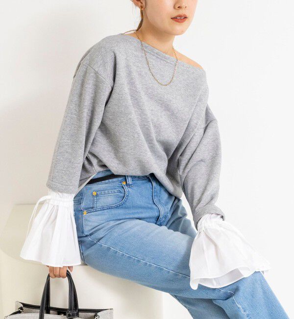 NOLLEY'S「【WEB限定】ウォッシャブルシャツスリーブスウェットプルオーバー」|Tシャツ・カットソー|ミディアムグレー