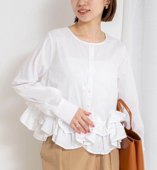 NOLLEY'S「【WEB限定】ウォッシャブルペプラムフリル2WAYブラウス」|シャツ・ブラウス|オフホワイト