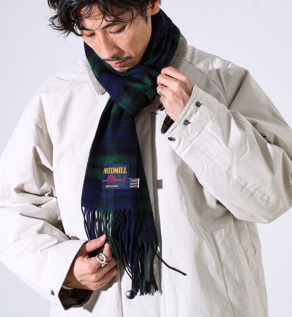 GLOSTER「【TWEED MILL/ツイードミル】ウールチェックストール25」|マフラー|ネイビー系1