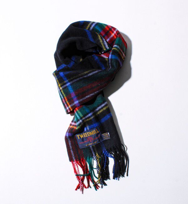 GLOSTER「【TWEED MILL/ツイードミル】ウールチェックストール25」|マフラー|ブラック系その他