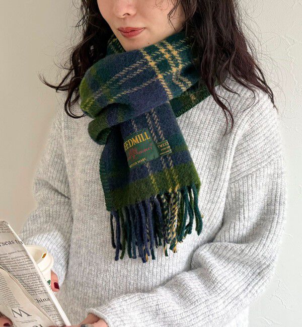 fredy emue「【TWEED MILL/ツイードミル】サイドステッチウールチェックマフラー」|マフラー|ブルー系その他