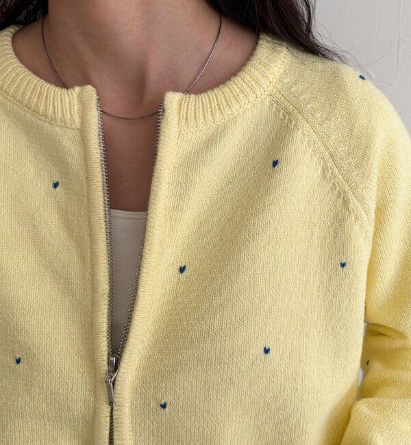 fredy emue「ハンド刺しゅうハートZIPカーディガン」|カーディガン|