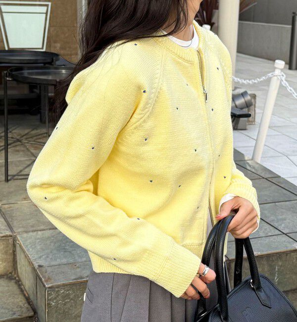 fredy emue「ハンド刺しゅうハートZIPカーディガン」|カーディガン|