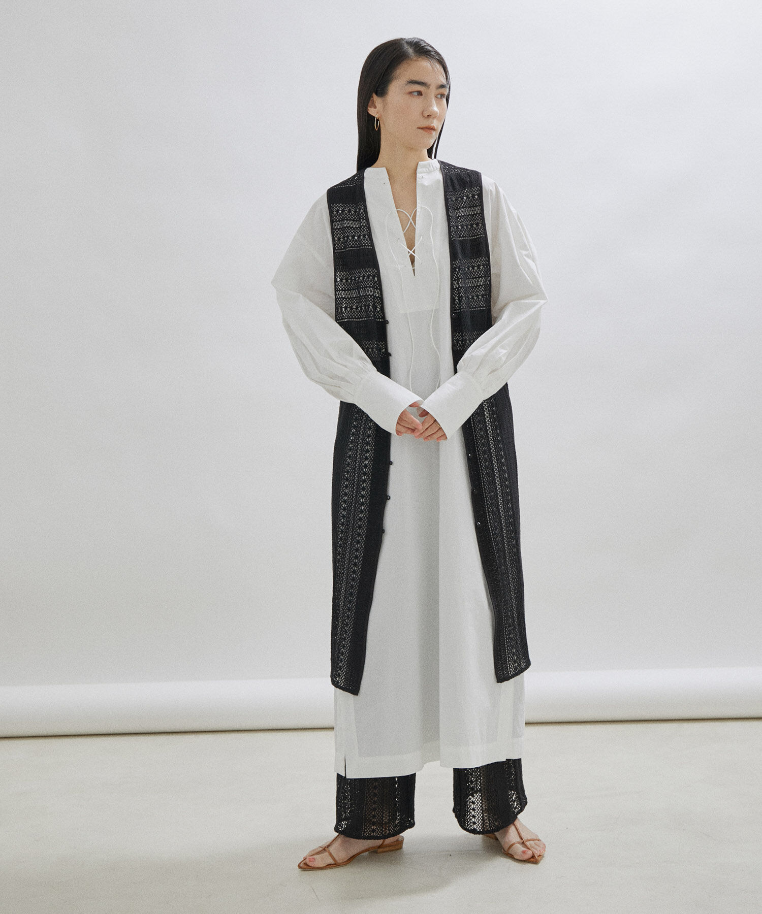 SALON adam et rope'「【セットアップ対応・手洗い可能】レースジレ」|ベスト・ジレ|