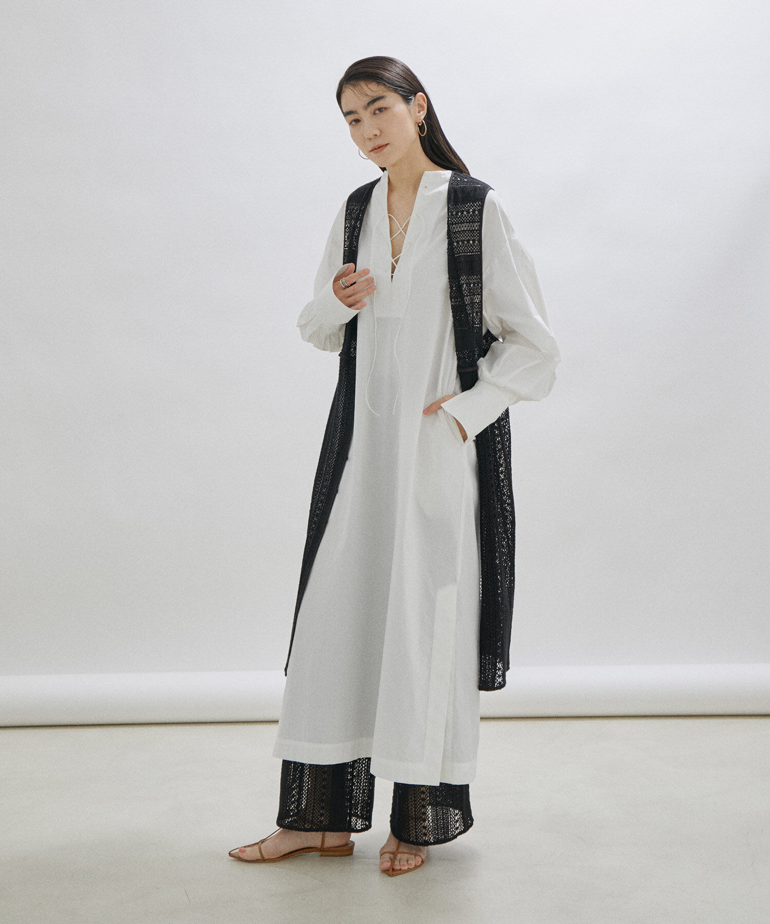 SALON adam et rope'「【セットアップ対応・手洗い可能】レースジレ」|ベスト・ジレ|