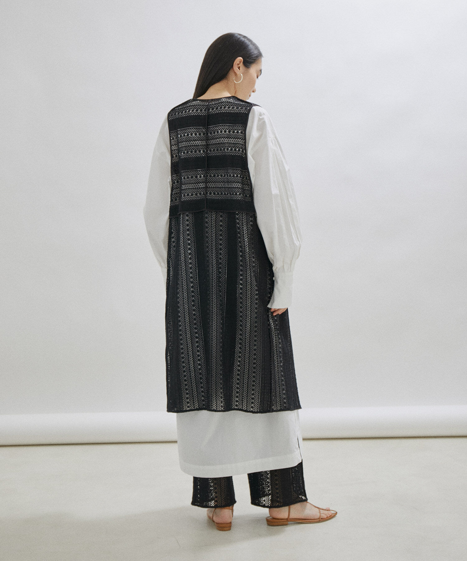 SALON adam et rope'「【セットアップ対応・手洗い可能】レースジレ」|ベスト・ジレ|