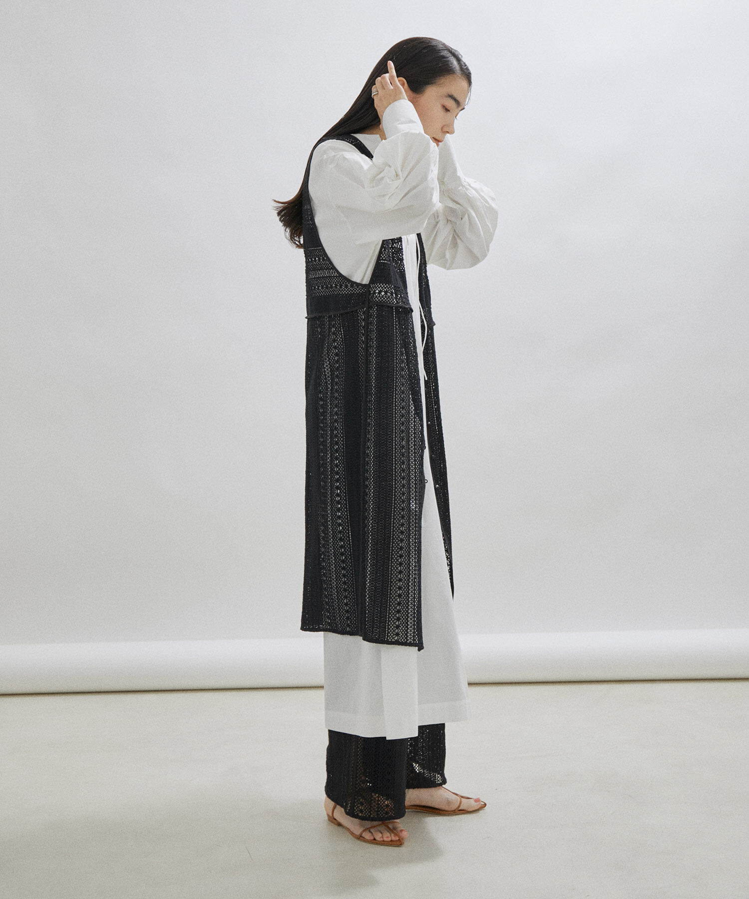 SALON adam et rope'「【セットアップ対応・手洗い可能】レースジレ」|ベスト・ジレ|