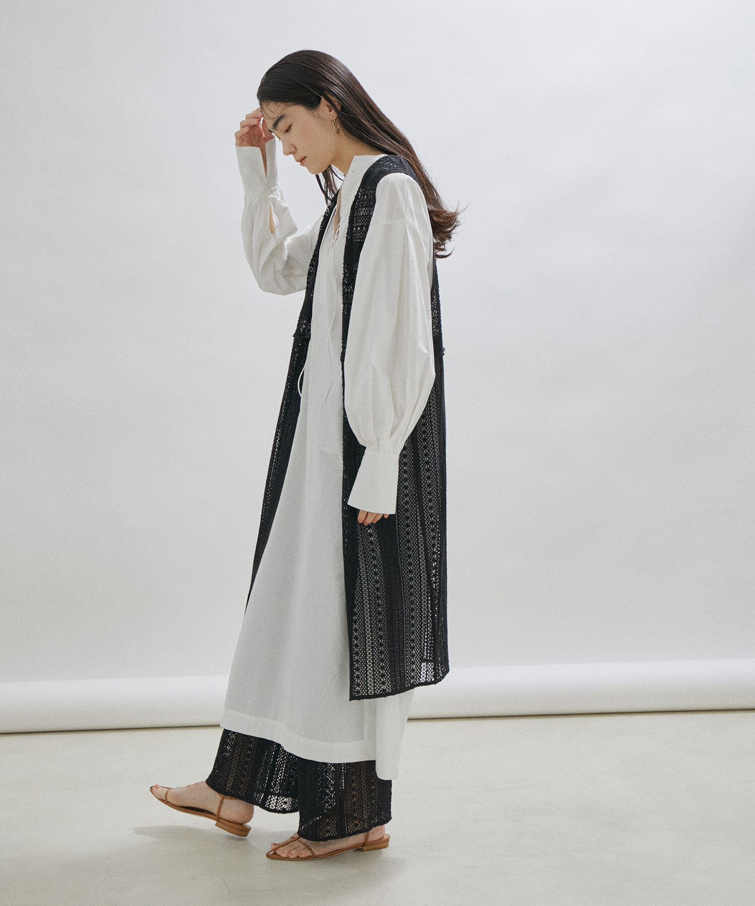 SALON adam et rope'「【セットアップ対応・手洗い可能】レースジレ」|ベスト・ジレ|