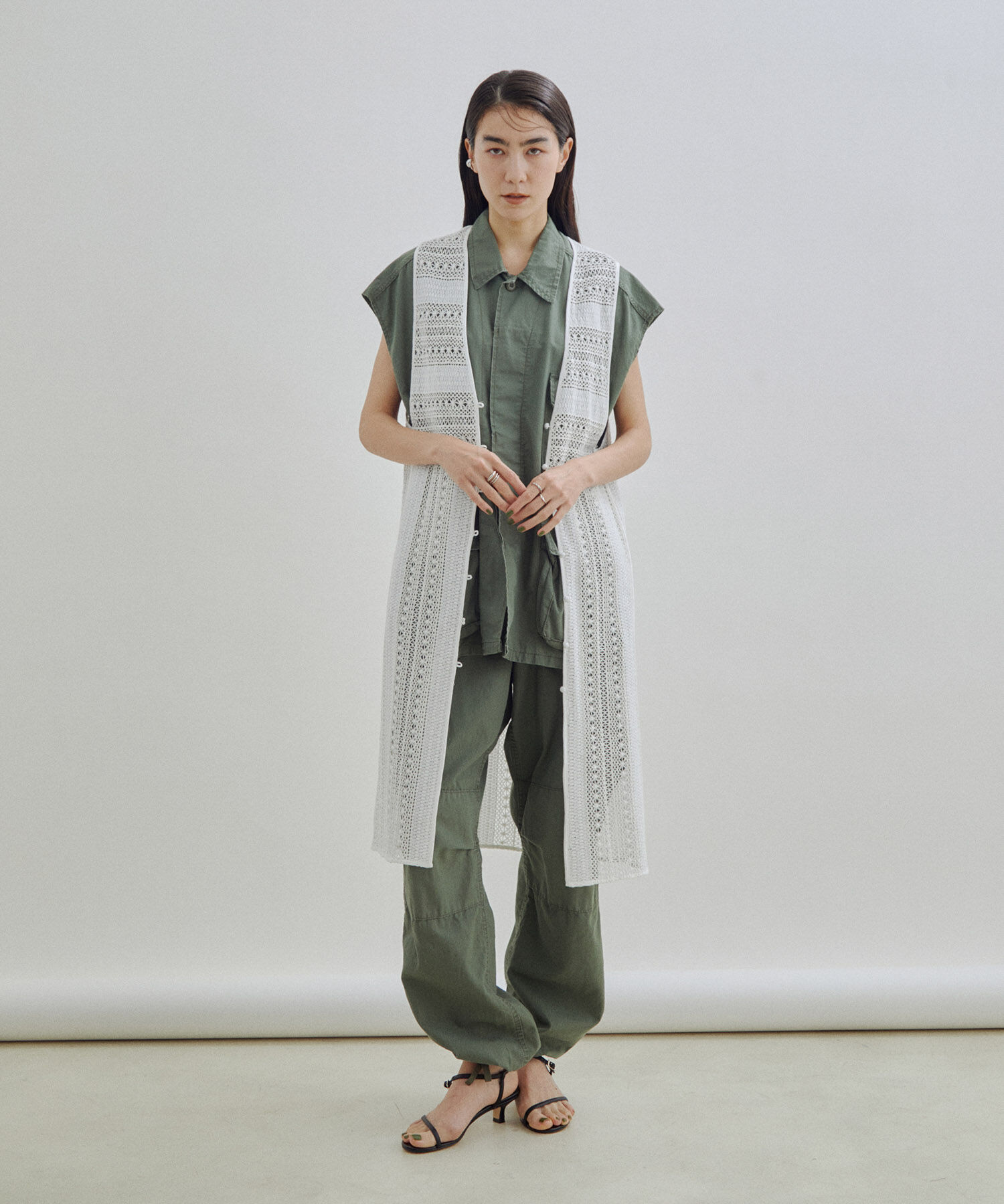 SALON adam et rope'「【セットアップ対応・手洗い可能】レースジレ」|ベスト・ジレ|