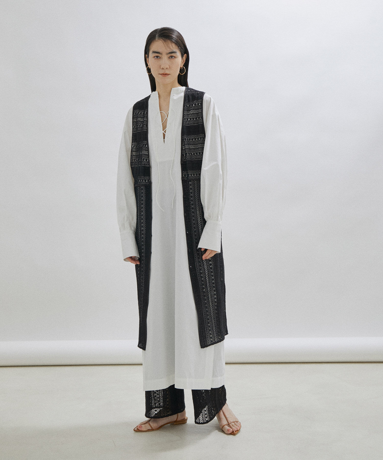 SALON adam et rope'「【セットアップ対応・手洗い可能】レースジレ」|ベスト・ジレ|