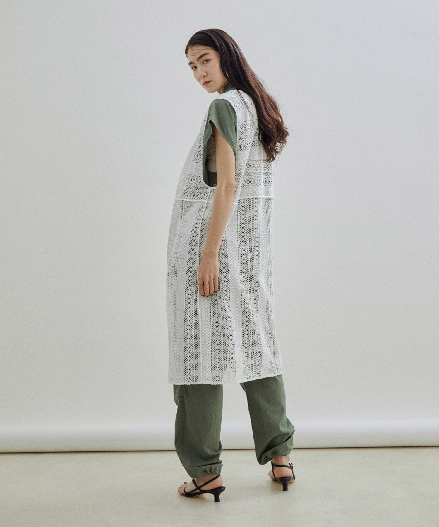 SALON adam et rope'「【セットアップ対応・手洗い可能】レースジレ」|ベスト・ジレ|