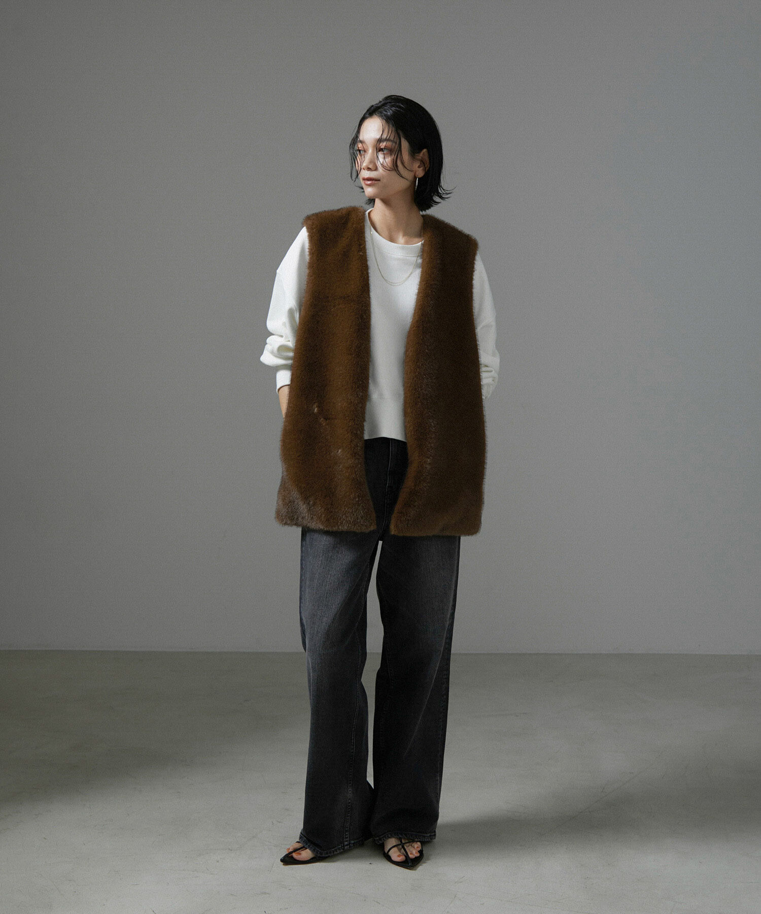 SALON adam et rope'「ミンクライクエコファージレ/ベスト【制電機能/静電気防止】」|ベスト・ジレ|