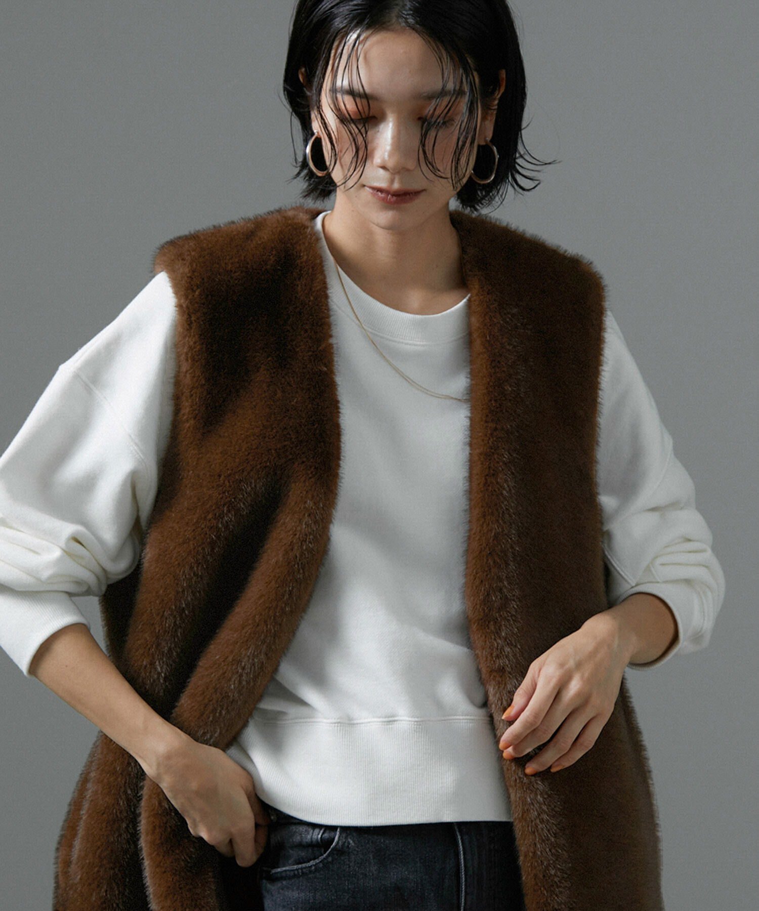 SALON adam et rope'「ミンクライクエコファージレ/ベスト【制電機能/静電気防止】」|ベスト・ジレ|