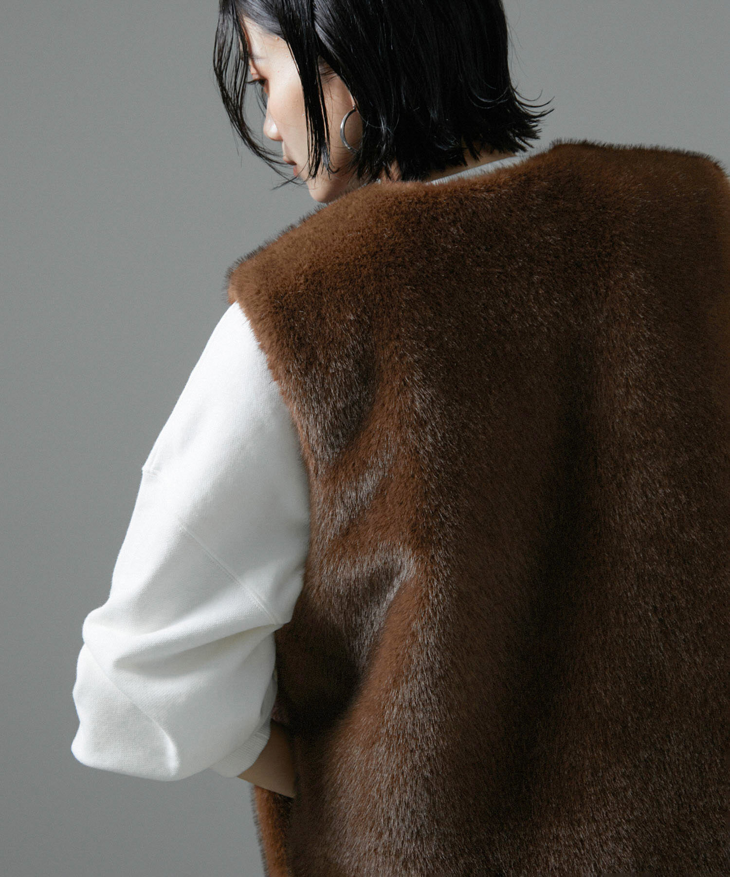 SALON adam et rope'「ミンクライクエコファージレ/ベスト【制電機能/静電気防止】」|ベスト・ジレ|