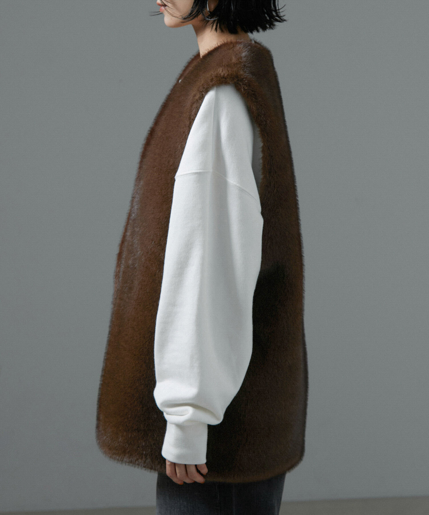 SALON adam et rope'「ミンクライクエコファージレ/ベスト【制電機能/静電気防止】」|ベスト・ジレ|