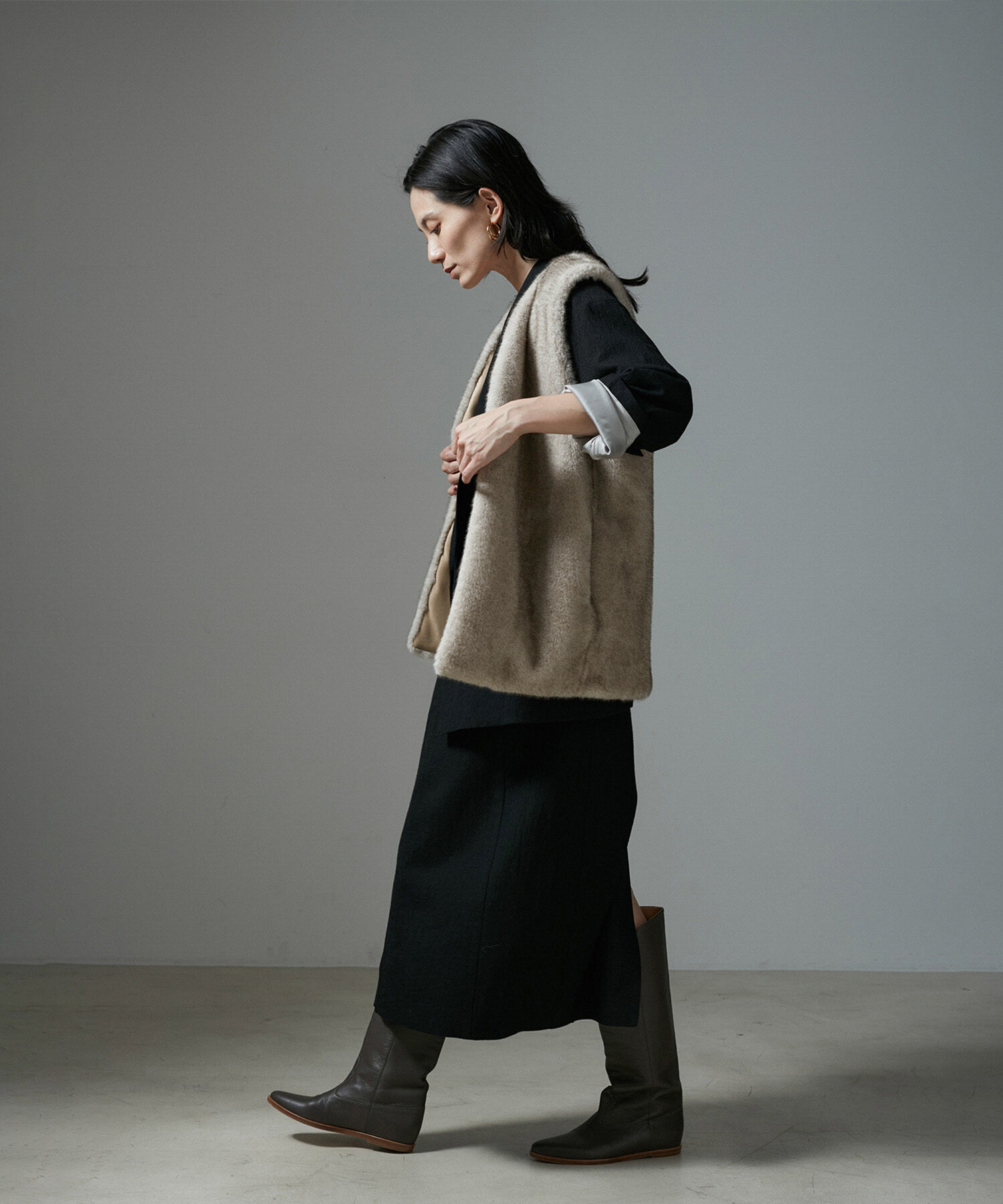 SALON adam et rope'「ミンクライクエコファージレ/ベスト【制電機能/静電気防止】」|ベスト・ジレ|